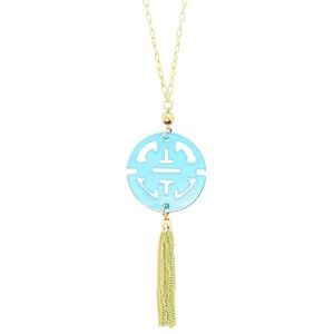 Zenzii Blue Pendant Tassel Necklace